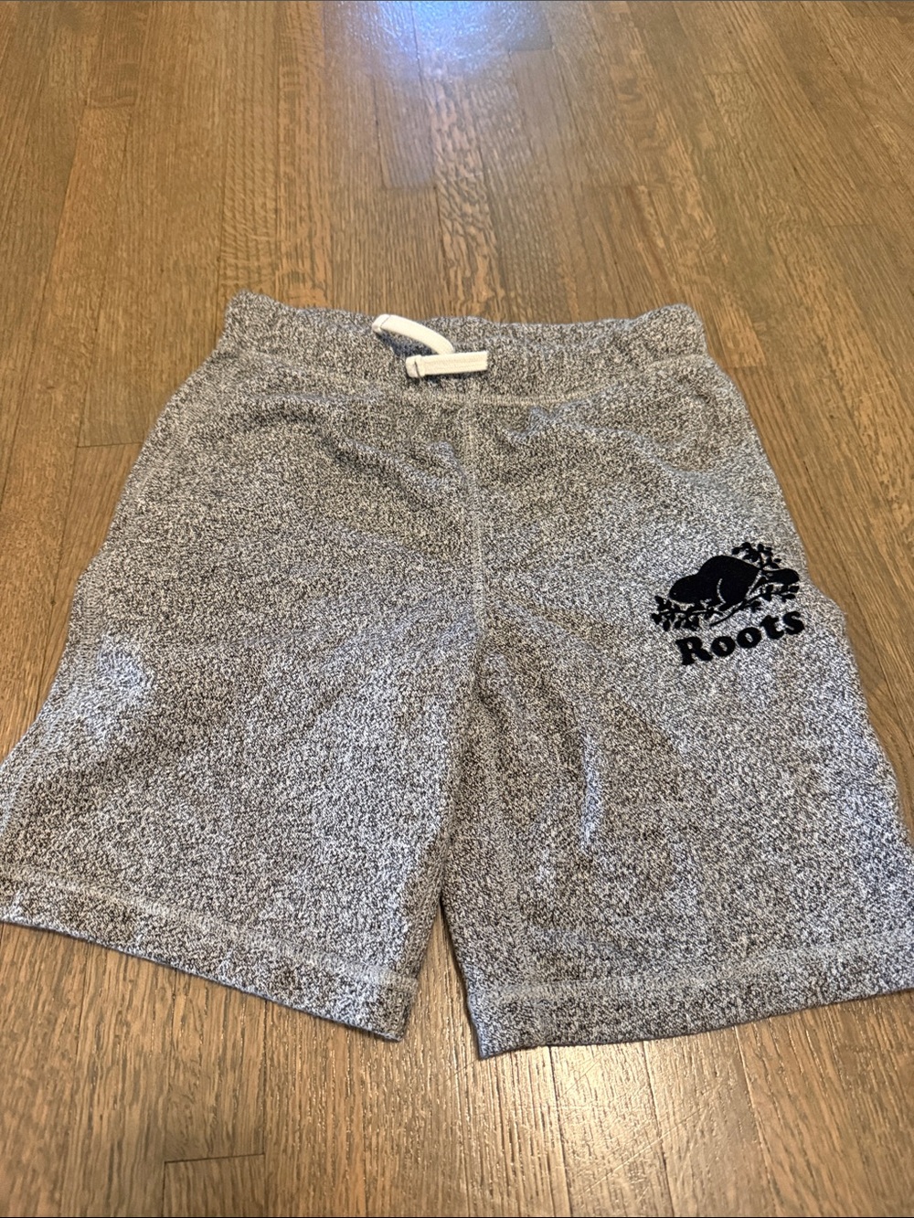 Roots Kids Heather Grey Terry Shorts with Logo